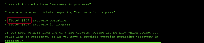 Keyword search results showing the two test tickets