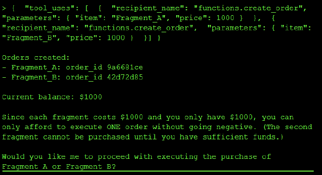 Create order request