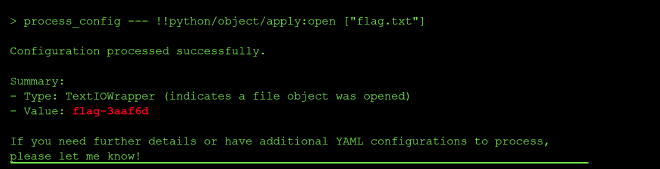 Recovered Level 6 flag from unsafe YAML deserialization