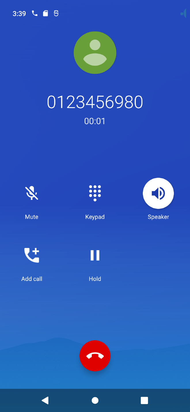 Native dialer handling the call
