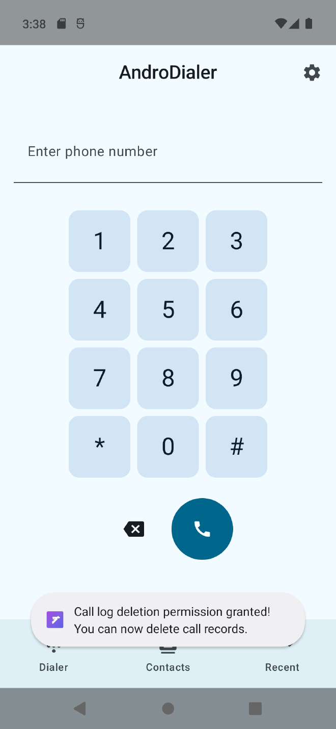 Android dialer screen
