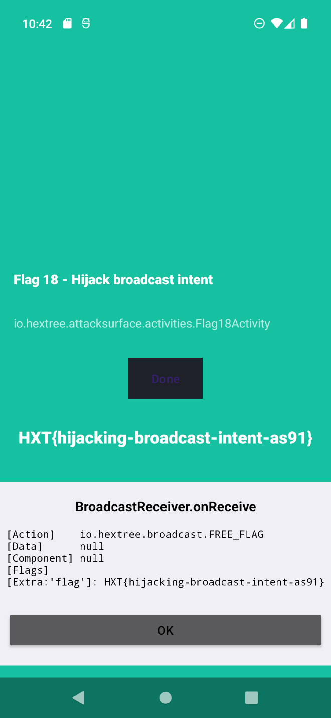 Flag capture output from the broadcast exploit