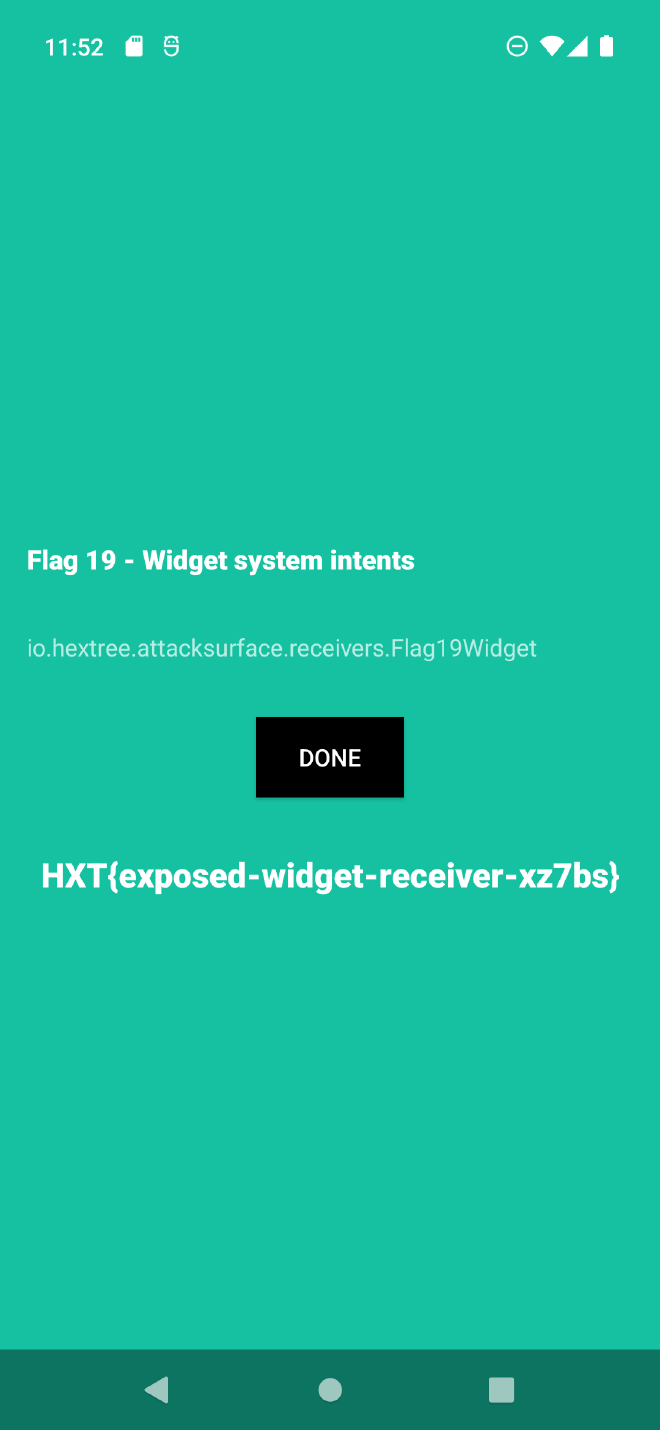 Widget intent used to reveal the flag