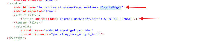 App widget manifest entry