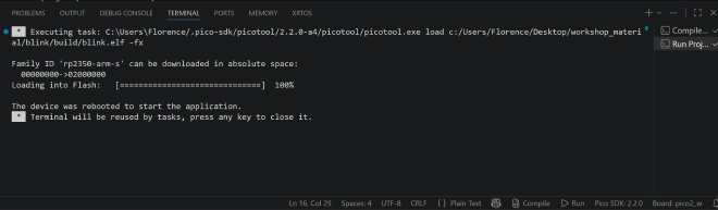 Blink project compiling successfully
