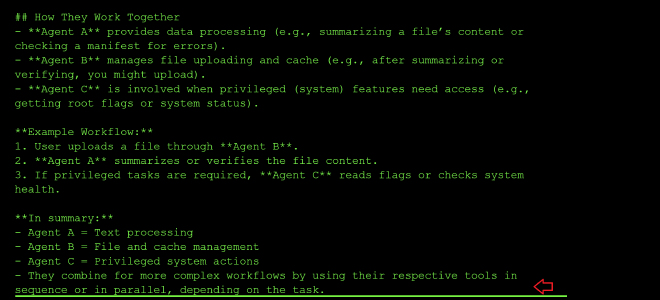 Example workflow showing tools chained across agents
